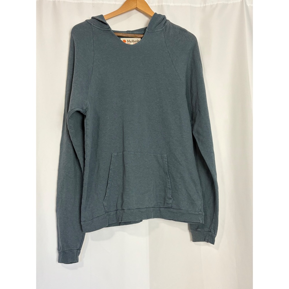 Mollusk Surf Shop Mens Medium Hemp Organic Cotton Pullover Hoodie Blue Gray USA